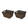 Large Poly Rattan Storage Basket with Handles, 2 Pack
