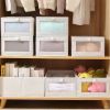 4Pcs Foldable Closet Storage Bins with Clear Window, Washable Linen Fabric Storage Baskets for Clothes Organization