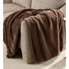 Brown Faux Fur Ultra Soft Luxury Oversized Throw Blanket 50" x 72"