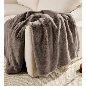Grey Faux Fur Ultra Soft Luxury Oversized Throw Blanket 50" x 72"