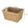 Large Water Hyacinth Decorative Storage Basket with Handles, 14 in x 11 in x 8.5 in