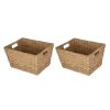 (2 pack) Large Water Hyacinth Decorative Storage Basket with Handles, 14 in x 11 in x 8.5 in