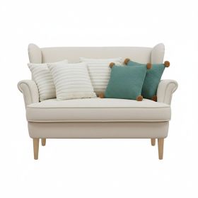 SOGA 5PC Sage Green Ribbed Pillowcase with Pom-Poms & White Textured Pillow Cover Set