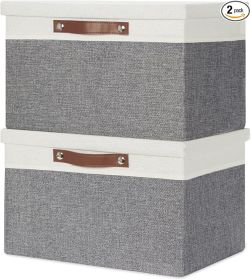 Collapsible Storage Bins Storage Boxes with lid, 2 Pack Storage Baskets with Lid Organizing Clothes