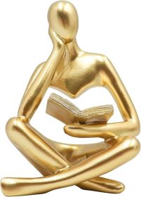 Gold Reading Women Statue, Thinker Sculptures