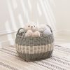 Zita Oval Resin Woven Wicker Multi-Use Storage Basket with Handles - 18" x 15" x 11.4" - White-Gray - For Towel, Toys