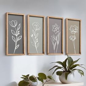 3D Wooden Wall Decor (Set of 4) Lightweight, Ready-to-Hang
