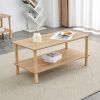 Modern 2-Tier Coffee Table with Open Storage Shelf, Rounded Rubberwood legs,Stable and Durable