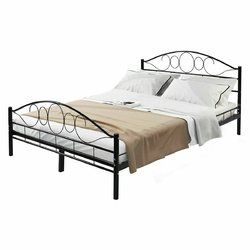 Queen Size Wood Slats Platform Headboard Footboard Metal Bed Frame