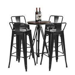30" Set of 4 Metal Height Barstools with Low Back