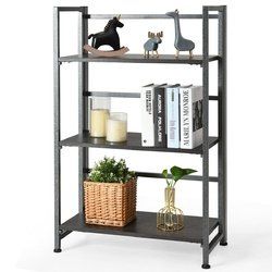 3-Tier Portable Display Folding Bookshelf Storage Shelf