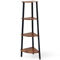 4-Tier Corner Shelf Metal Storage Rack Domestic Bookcase