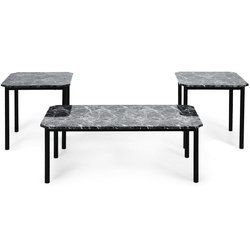 3 pcs Modern Faux Marble Coffee End Table Set