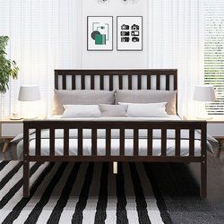 Wood Bed Frame Support Platform with Headboard and Footboard Queen Size