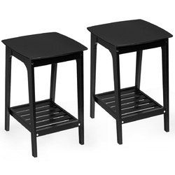 Set of 2 Side End Tables with Lower Storage Shelf