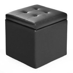 16" Storage Box Ottoman Square Seat Foot Stool