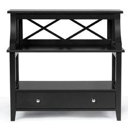 3-Tier Storage Rack End table Side Table with Slide Drawer