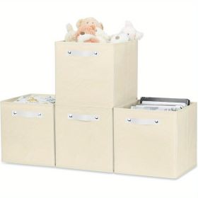 Storage Bins Collapsible Fabric Storage Cube Organizer with Handles 13x13x13 Inches Lightweight 4-Pack Clothes Baskets Waterproof Large Storage Cube B