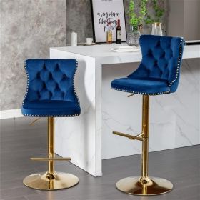 Golden Swivel Velvet Barstools Adjusatble Seat Height from 25-33 Inch