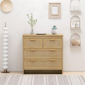 4 Drawers Rattan Cabinet for Bedroom, Living Room, Hallways, Easy Assembly