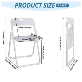 4 Pack Plastic Folding Chairs, Stackable, White