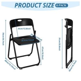 6 Pack Plastic Folding Chairs, Stackable, Black