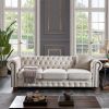 Chesterfield sofa Beige linen fabric