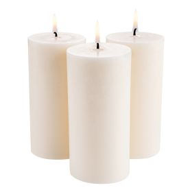 3 Pack White Unscented Pillar Candles, 65 Hours Long Burning Pillar Candle, 3 x 6 Inch Smokeless Unscented Candles, Natural Palm Wax Candles for Home