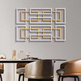 2 Piece Big Metal Wall Decor Set Modern Gold & Silver Rectangles