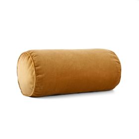8" x 18" Brown Velvet Bolster Polyester Decorative Pillow