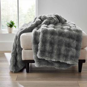 Grey Bubble Faux Fur Ultra Soft Luxury Oversize Throw Blanket 50" x 72"