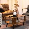 1PC Compact Retro Mid-Century Coffee Table with Storage Open Shelf