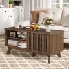 Rectangular Coffee Table with Storage and Adjustable Shelves