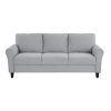 Modern 1pc Sofa Dark Gray Textured Fabric Upholstered Rounded Arms Attached Cushions