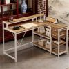 L-shaped desk, corner desk, computer desk, study desk, space-saving design, with storage space