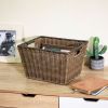 Large Poly Rattan Storage Basket with Handles, 2 Pack