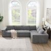 129.5" Minimalist Style Modular Sectional Sofa,6 Seat Wrinkle-resistant Chenille Couch Set,2 PC Free Combination
