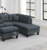 3-PCS Sectional Sofa Set LAF Sofa RAF Chaise And Storage Ottoman Cup Holder Charcoal Color Linen-Like Fabric