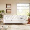 Elegant Transitional 3-Seat Sofa with Flared Arms, Nailhead Trim & Solid Wood Legs