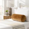 8" x 18" Brown Velvet Bolster Polyester Decorative Pillow