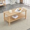 Modern 2-Tier Coffee Table with Open Storage Shelf, Rounded Rubberwood legs,Stable and Durable