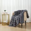 Grey Bubble Faux Fur Ultra Soft Luxury Oversize Throw Blanket 50" x 72"
