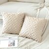 Soft Throw Pillow Covers 18x18 - PlushDecorative Pillow Covers - with 3D Pattern - Set of 2 - Cream White