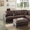 3 Pc Sectional Sofa Chocolate Polyfiber Cushion Tufted Reversible Chaise Ottoman