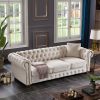 Chesterfield sofa Beige linen fabric