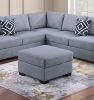 Contemporary Functional Sectional Sofa 4pc Set Gray Boucle with Built-in Shelfs Wedge, Ottoman