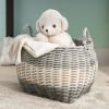 Zita Oval Resin Woven Wicker Multi-Use Storage Basket with Handles - 18" x 15" x 11.4" - White-Gray - For Towel, Toys