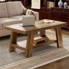 Coffee table, farmhouse double layered central table, sofa table with storage space