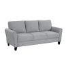 Modern 1pc Sofa Dark Gray Textured Fabric Upholstered Rounded Arms Attached Cushions