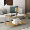 2-Tier Coffee Table with Shelf Center with Tempered Glass Top